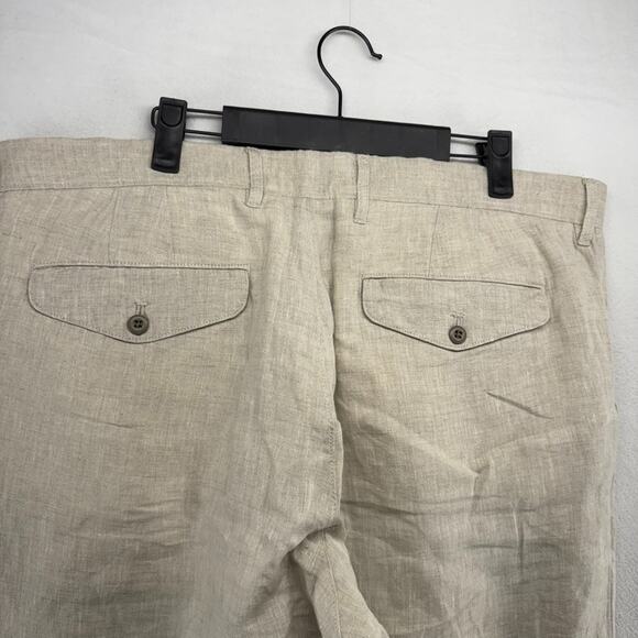 J Crew Linen Pants Men's 36 FITS 38x32 Beige Trousers Baird Mcnutt Lightweight - Picture 8 of 11